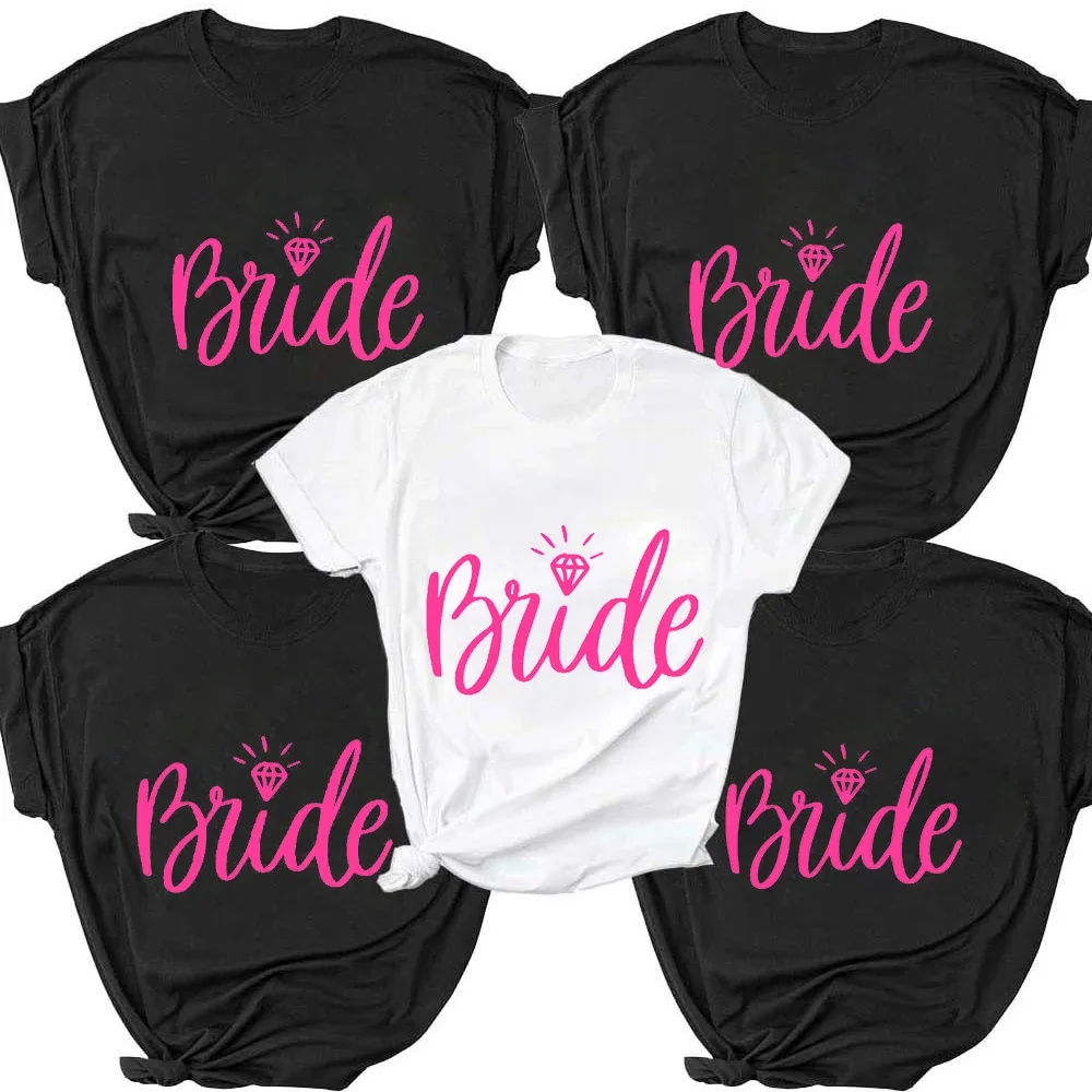 

Pink Team Bride T-Shirt Bachelorette Party T Shirts Tees Wedding Shower TShirt Women T-shirts Wedding Party Tops Camisas Mujer