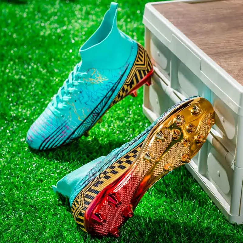 Men's Soccer Shoes High-Top Football Cleats, Outdoor Breathable Athletic Professional Spikes Youth Boys Football Shoes Unisex image 5