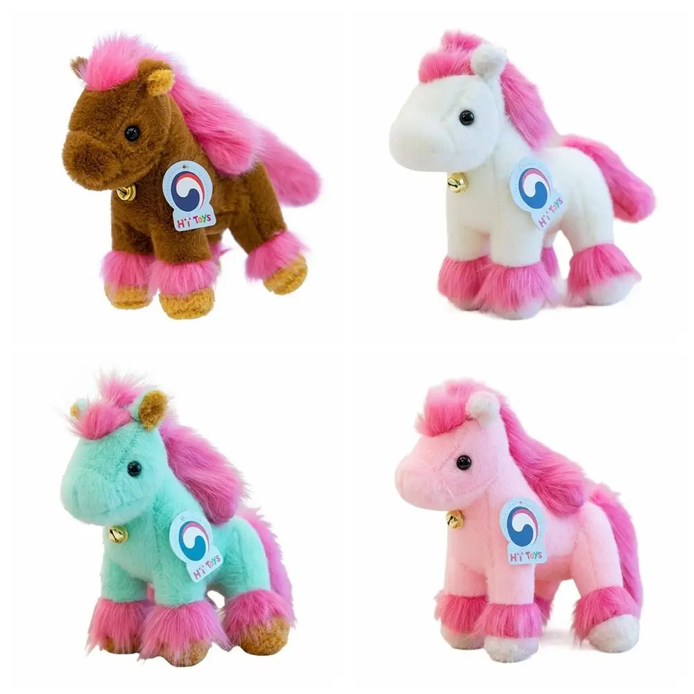 Mascot 2026 Horse Cute Bell Stuffed Horse Fluffy Kawaii Zodiac Pony Figurine Festive Decor