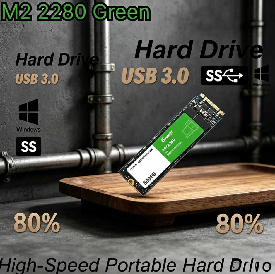

[Brand+] Original M2 2280 Green SSD High Speed Read Solid State Drive Large Capacity Storage Disk For Laptop Desktop PC Notebook