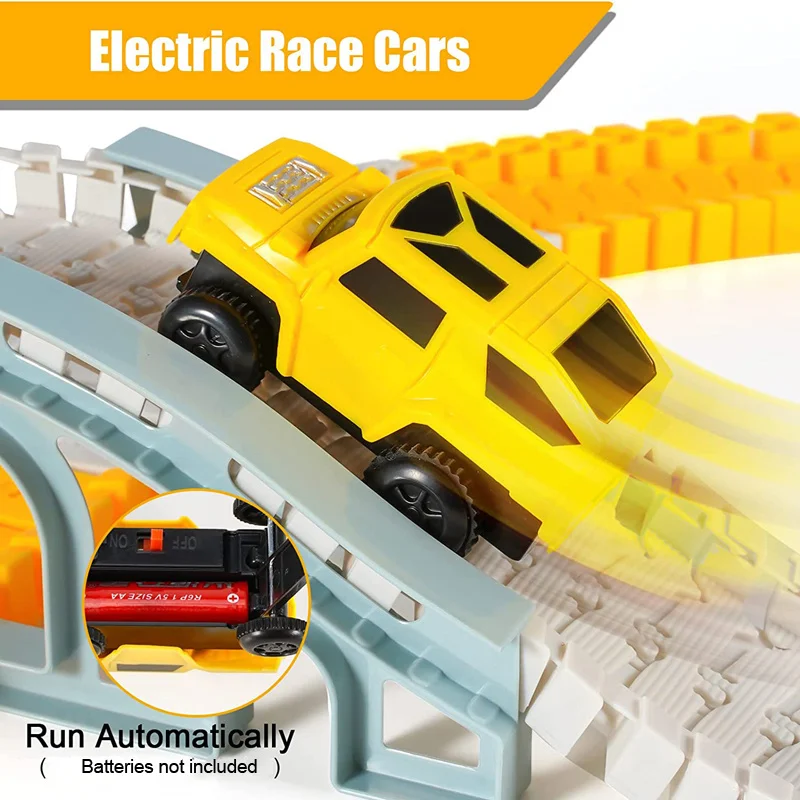 137-467pcs รถไฟไฟฟ้ารถชุดเกมสมองยืดหยุ่นโค้งยานพาหนะของเล่นพลาสติกรถไฟสีสําหรับของขวัญเด็ก