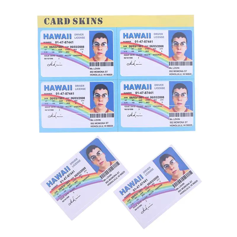 Decorative 1/4PCS Mclovin Stickers for Credit Cards, Waterproof Decals for Driver's License and Bus Pass