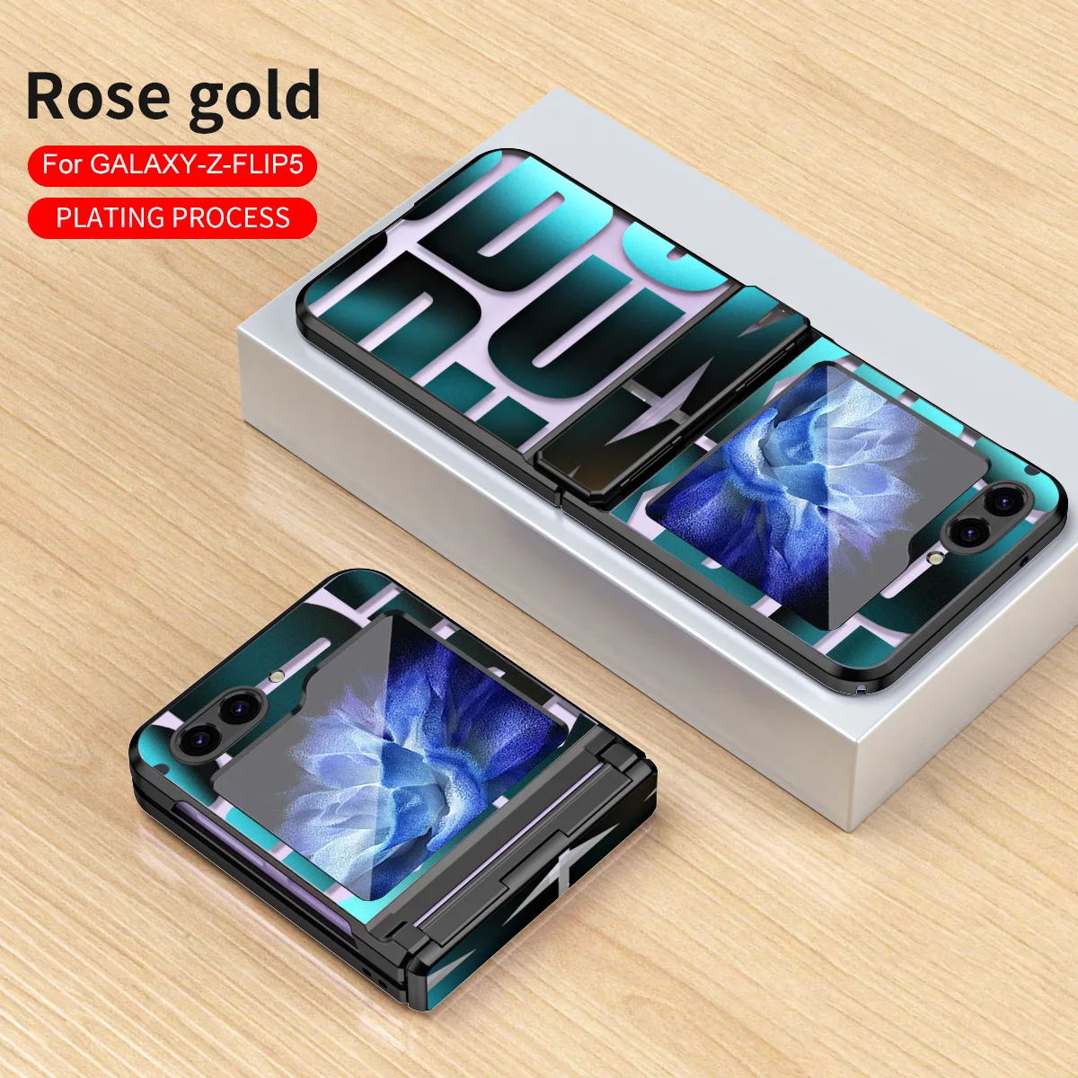 

Trendy brand electroplating mobile phone case For Samsung GalaxyZ Flip5 Flip4 Flip3 transparent hinge drop-proof protective case