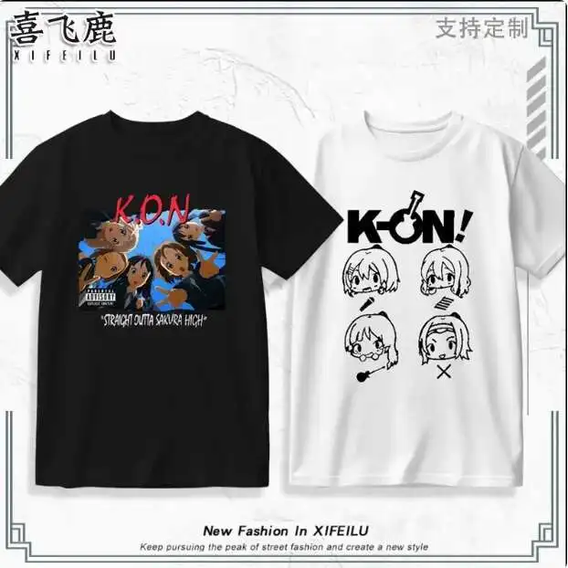

Anime K-Onhirasawa Yui Akiyama Mio Short Sleeve T-Shirt Summer Cosplay Costume Casual Student Loose Tops anime