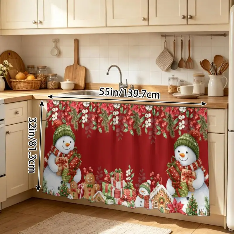 VIKAMA VIKAMA Christmas Snowman Gingerbread Long Cabinet Cover Curtain No-Drill Hook-and-Loop Dust Cover Kitchen Cupboard Decor - Aliexpress Deal