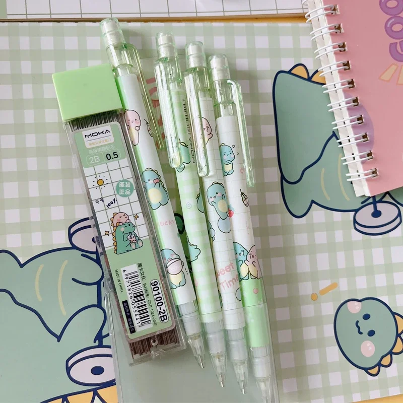 Automatic Pencil Boxed Cartoon Activity Pencil Student Cute Creative Press Pen School Stationery with Eraser Gift