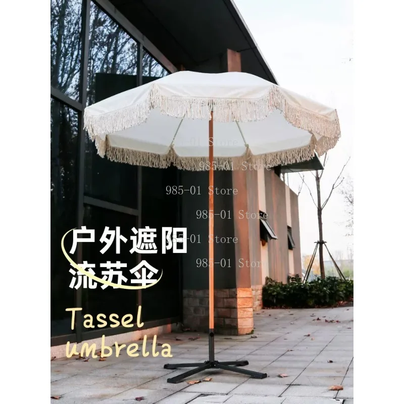 Oversized Tassel Sun Umbrella Outdoor Shade Canopy for Beach Garden Patio Stall