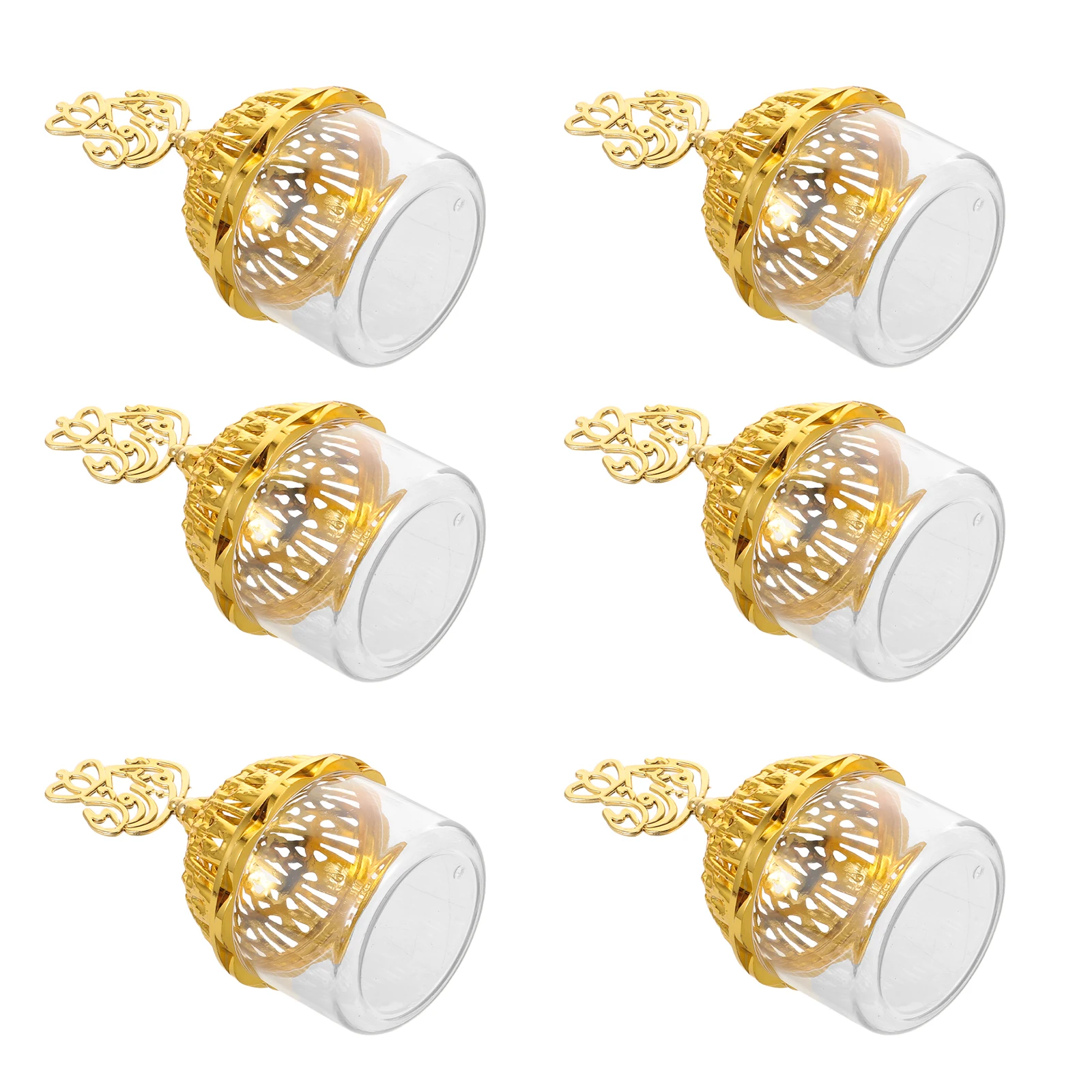 

12pcs European Style Wedding Candy Boxes Golden Transparent Plastic Party Favor Containers For Weddings Events Sweets Chocolate