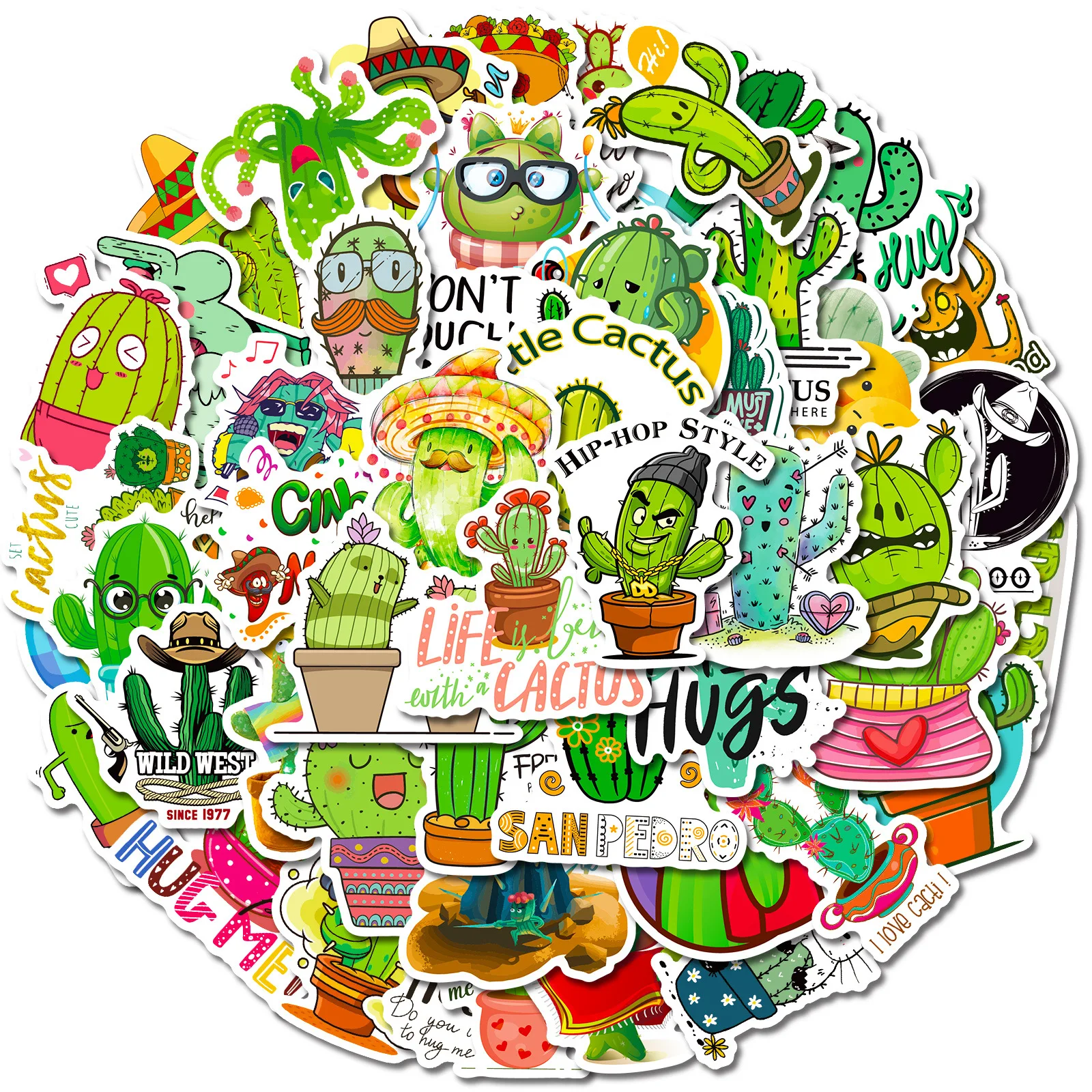 50PCS Cute Cactus Plant Cartoon Graffiti Stickers telefono fai da te chitarra Laptop Notebook valigia Cup adesivo impermeabile giocattolo per bambini