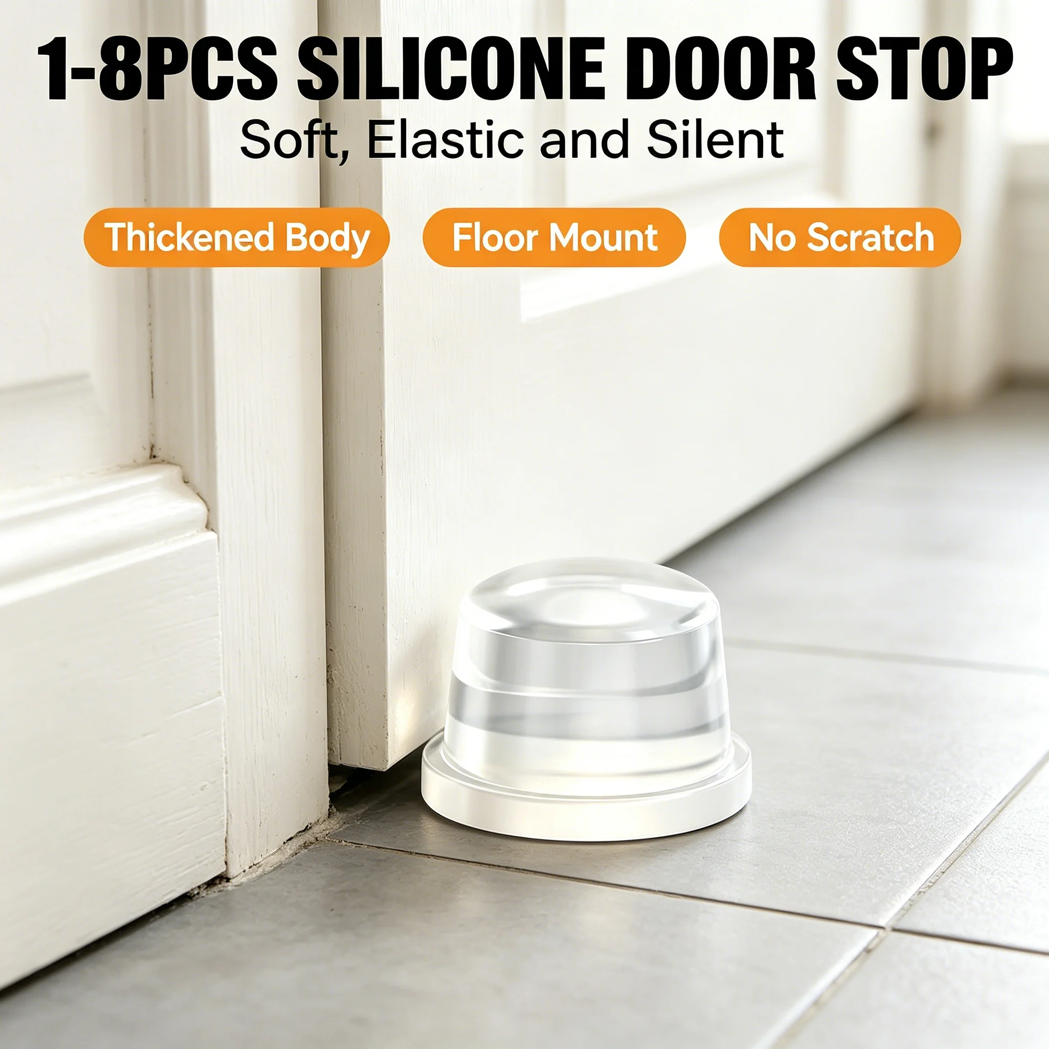 Transparent Silicone Door Stopper No Drill Anti Bump Pad Home Improvement Safety Protection Door Holder for Home Office