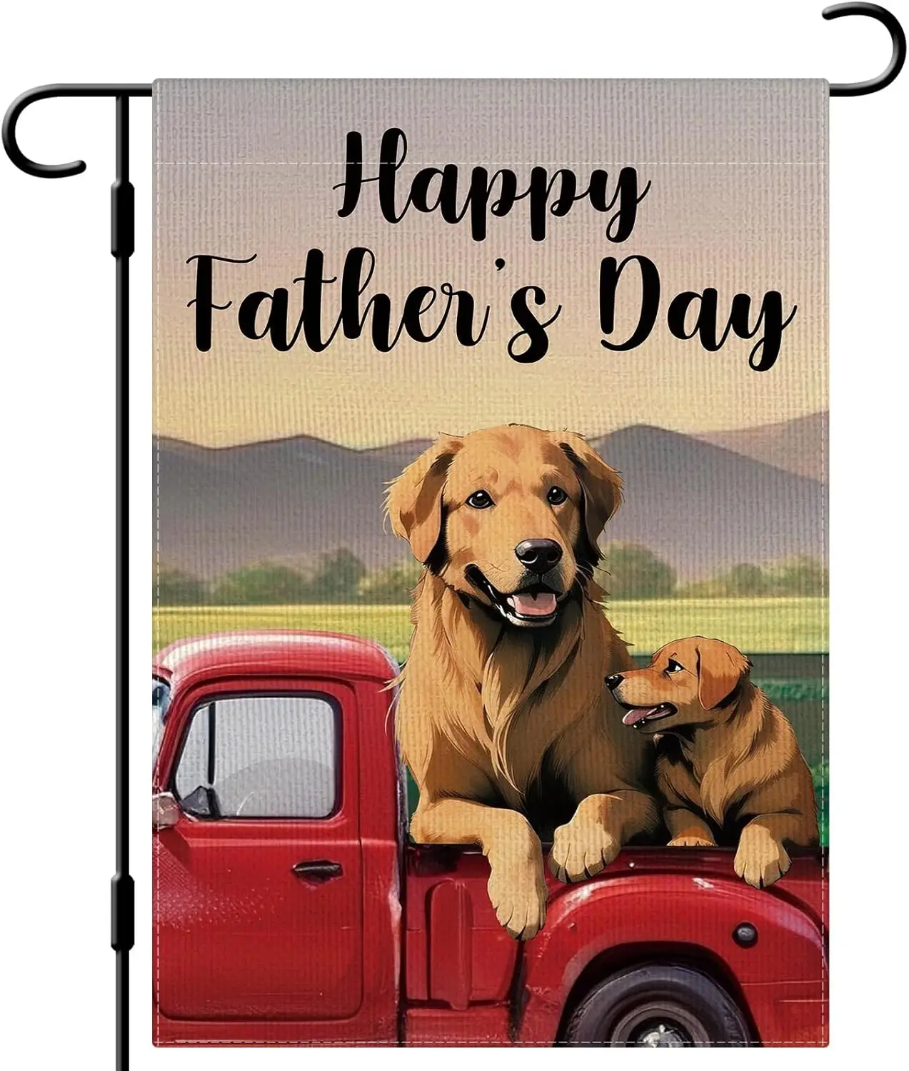 DLZDN Happy Father's Day Garden Flag Golden Retriever Dog Garden Flags 12×18 Inch Double Sided Vertical Burlap Farmhouse ZZJ LLG