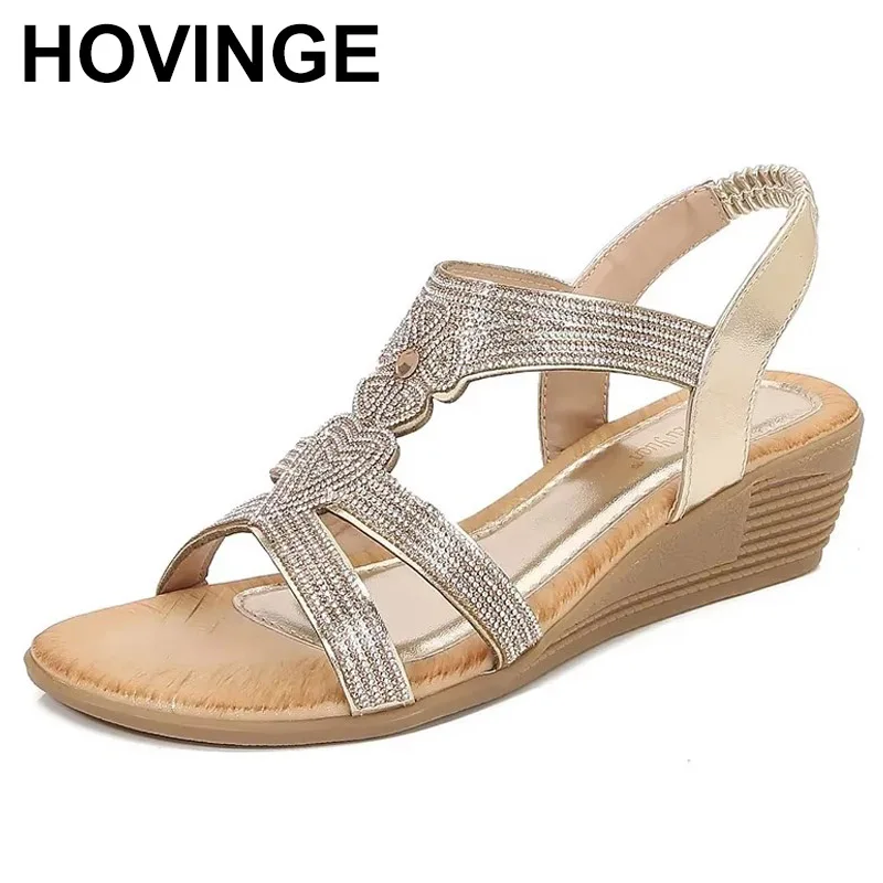 2025 Women Crystal Chunky Platform Sandals  Summer Cross Wide Strip Design Sandals Woman Ankle Strap Thick Bottom Sandalias