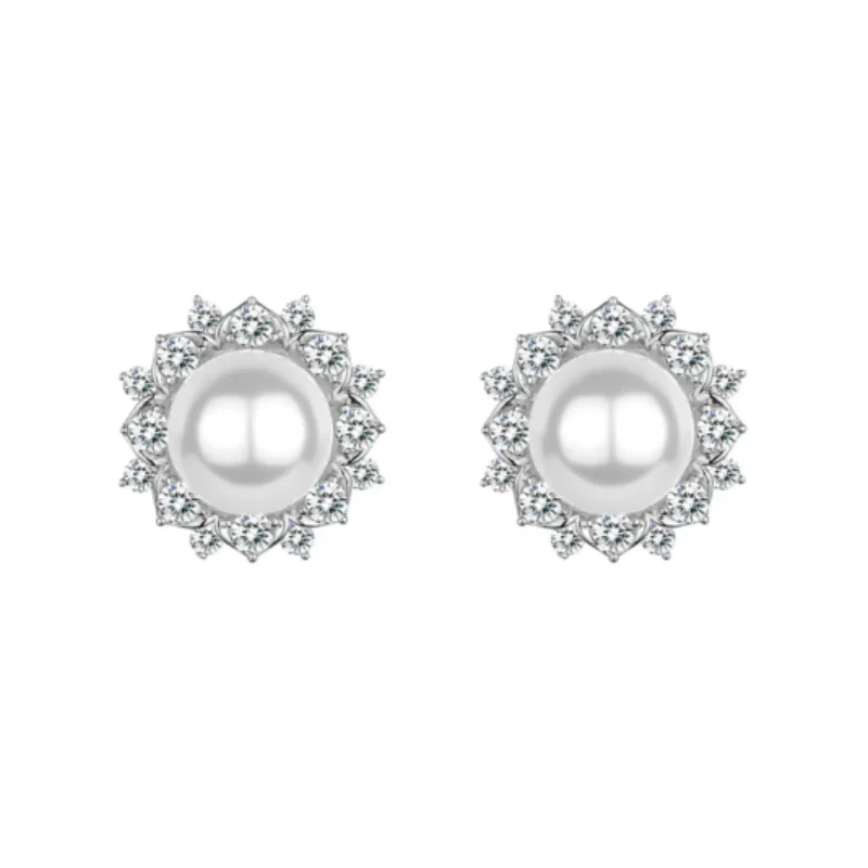 

BELLUX серьги из серебра 925 пробы с синтетическим цирконом, белая ракушка, жемчуг, полный бриллиант, подсолнух, модные элегантные женские серьги