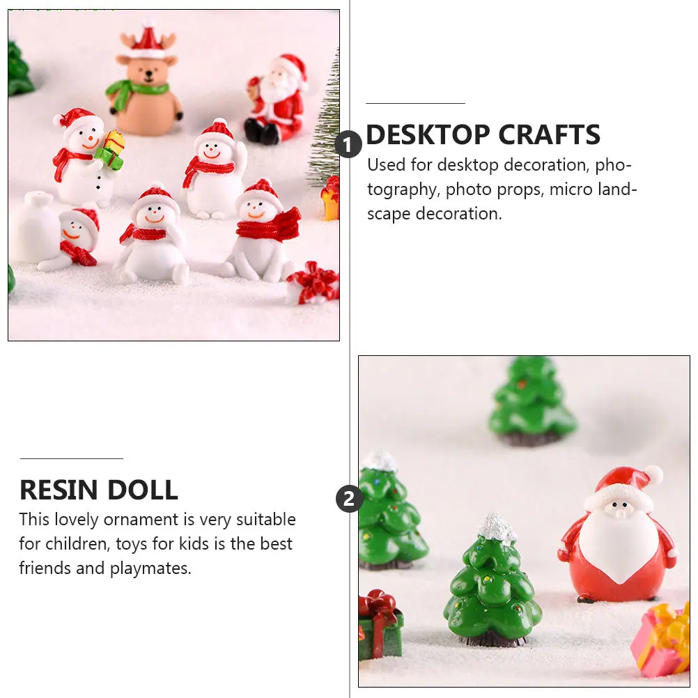 10Pcs Unique Simple Design Snowman Resin Ornaments Safe Non Toxic for Home Decoration Micro Landscape Photography Props