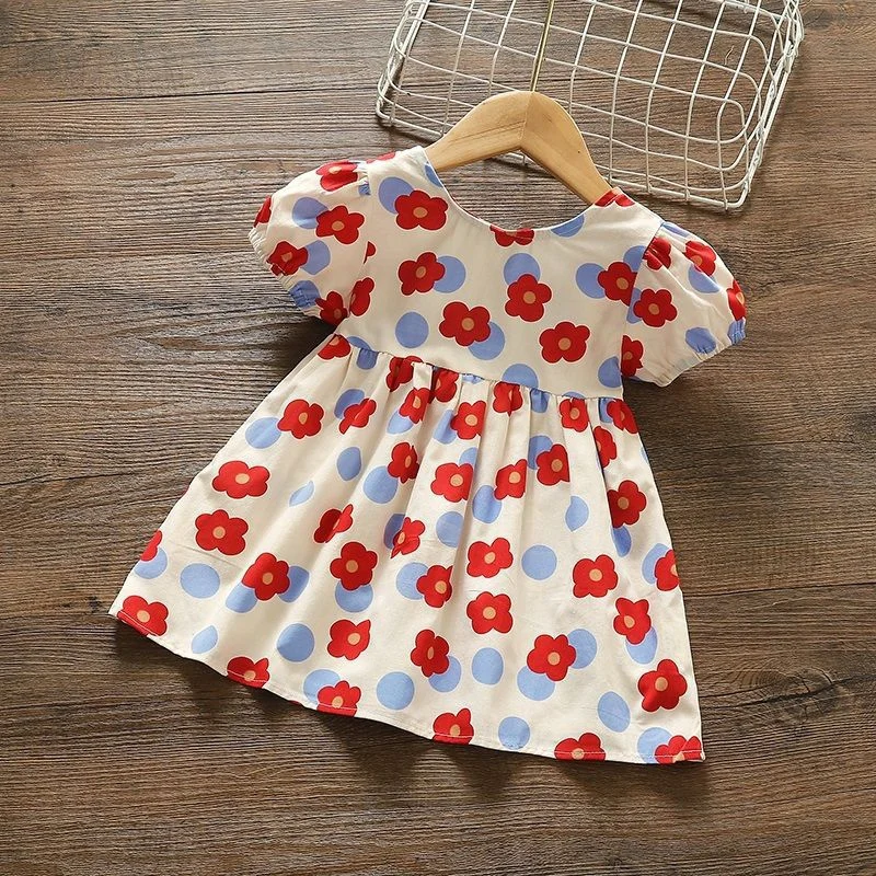 Sommer Kinder Mädchen Kleid Blumen druck Kurzarm Kleidung Kinder Mädchen Prinzessin Geburtstags