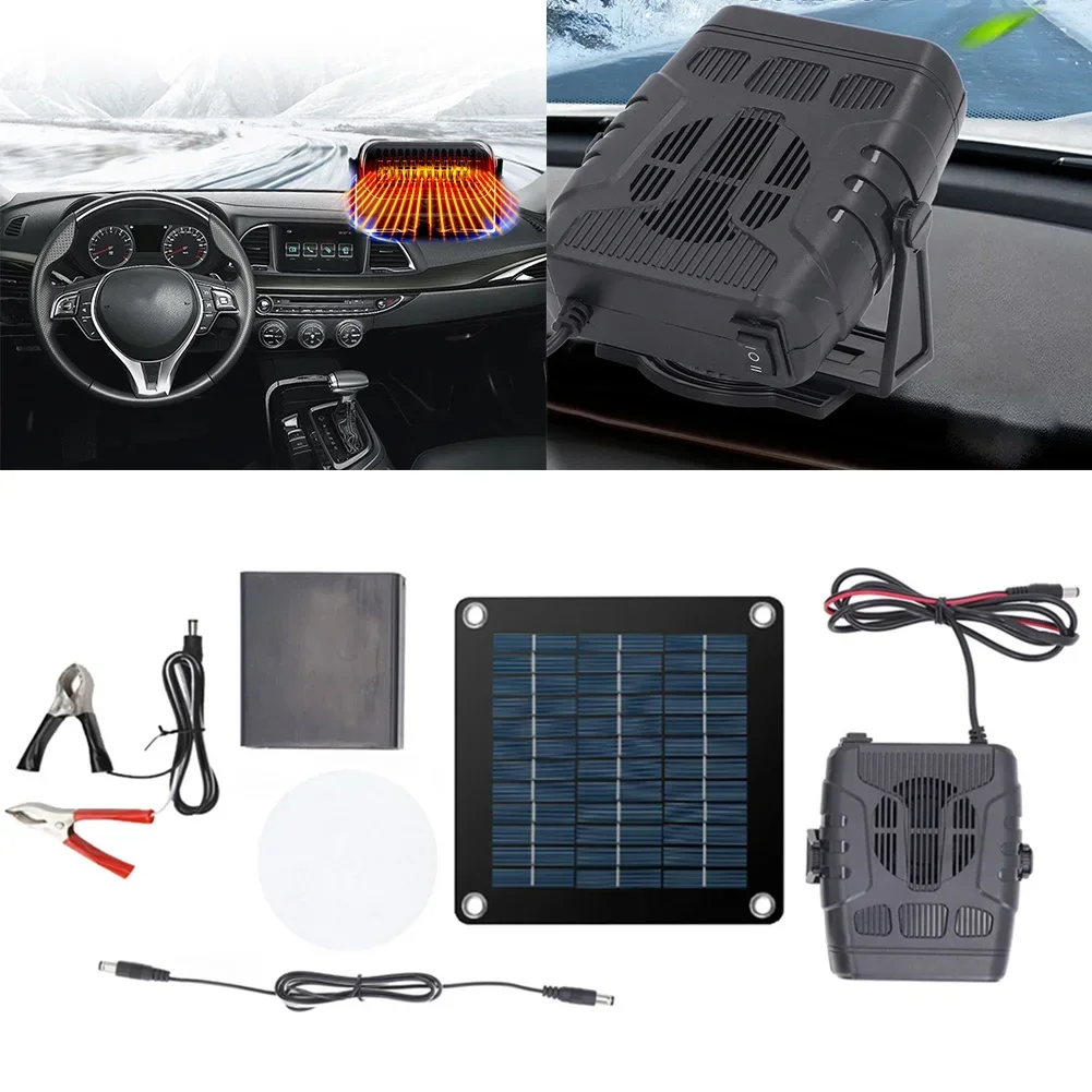 Battery Powered Solar Heater Portable Heater Battery Compartment Black Defroster Kits Monocrystalline Silicon Warming Device