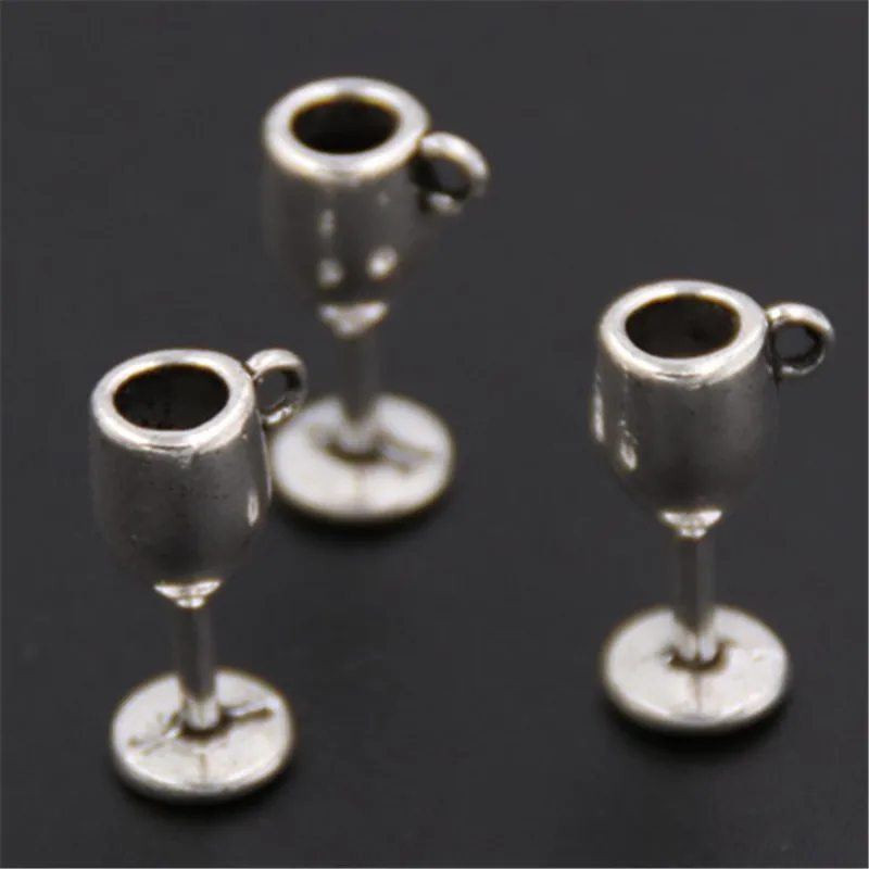 30pcs Wine Glass Charms Tibetan Silver Color 3D Time For Cocktails Pendants Goblet Margarita Martini Charms A973