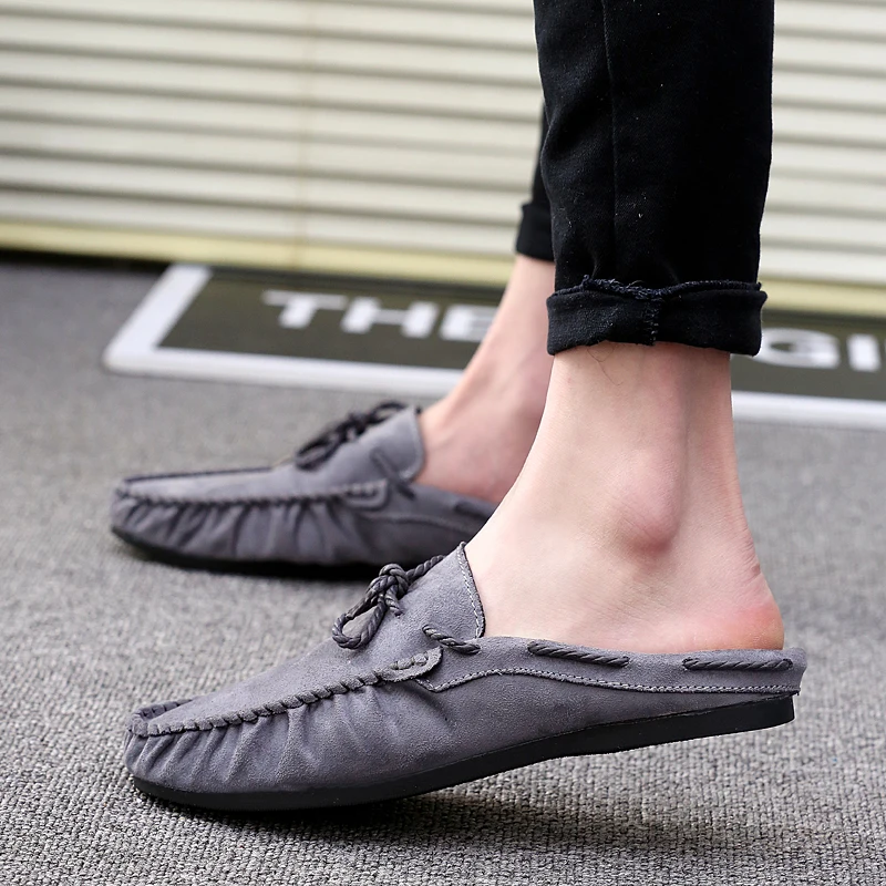 Summer Bowknot Half Shoes For Men Dress Shoes Mules Man Slides Leather Casual Shoes Backless Loafers Slippers Flats Sandals 2023