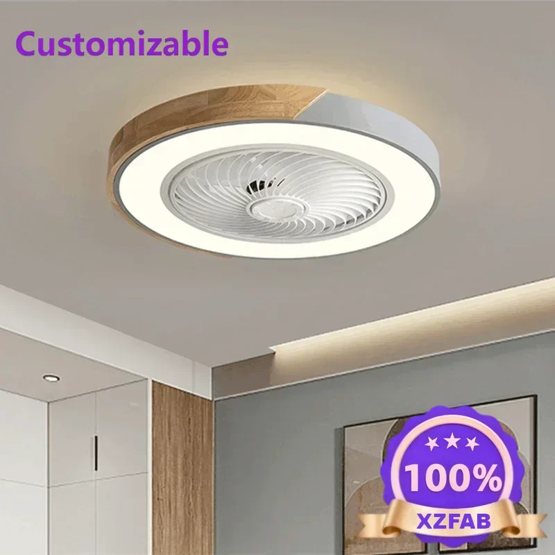 Factory Direct 2026 50CM Ceiling Fans + APP Remote Control Round Quadrilateral Led Fan Living Bedroom 20Inch Simple Modern Wood
