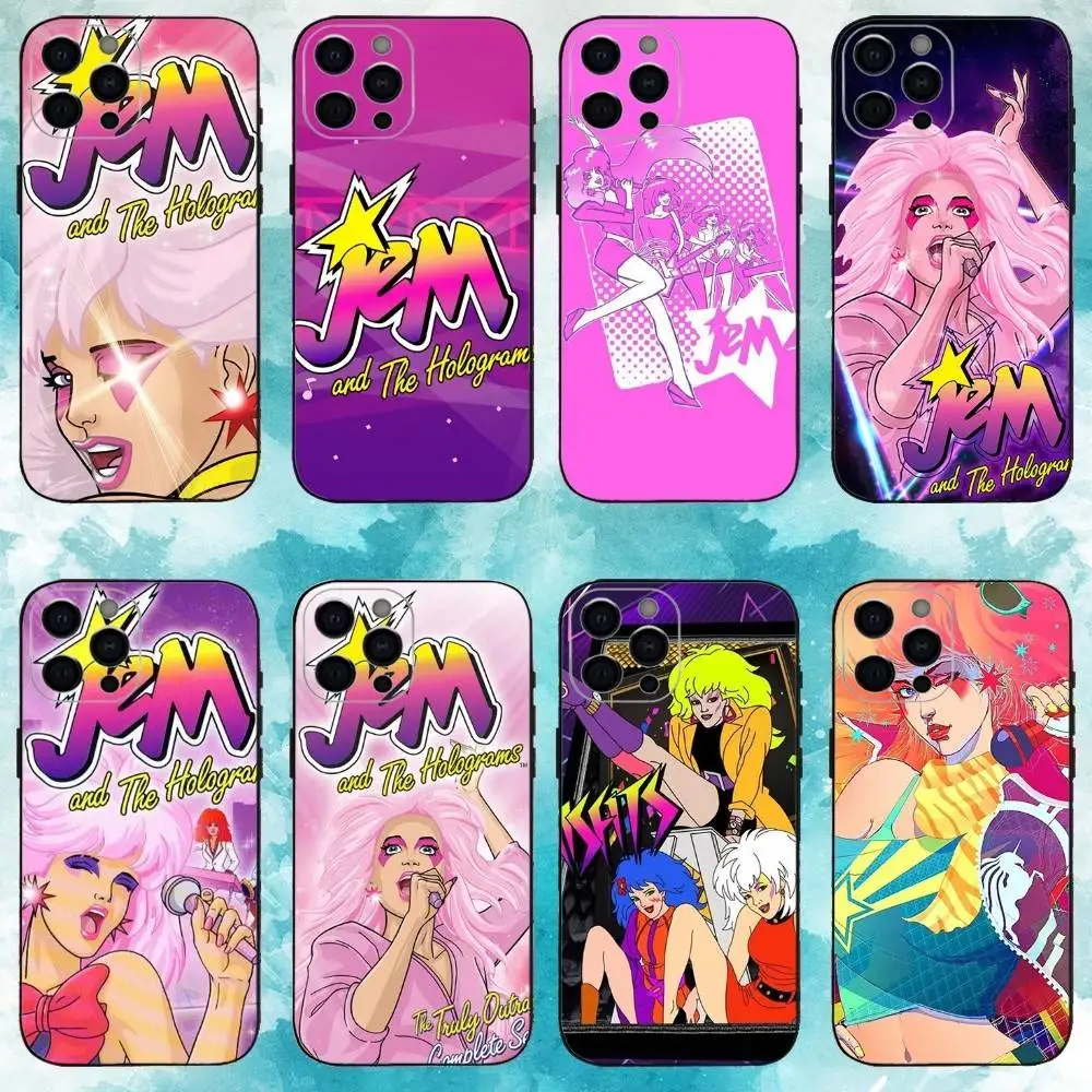 

J-Jem And H-Hologram Phone Case For iPhone17,16,15,14,13,12,11 Plus,Pro Max Soft Black Cover