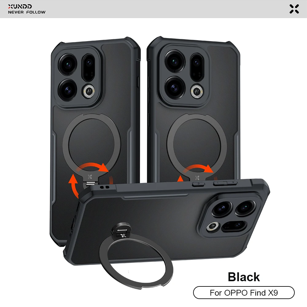 Etui Xundd do OPPO Find X9/X9 Pro/X9 Ultra, obudowa PC&TPU z poduszkami powietrznymi, odporna na wstrząsy, chroniąca przed zarysowaniami, z magnetyczną podstawką. — zdjęcie produktu 6