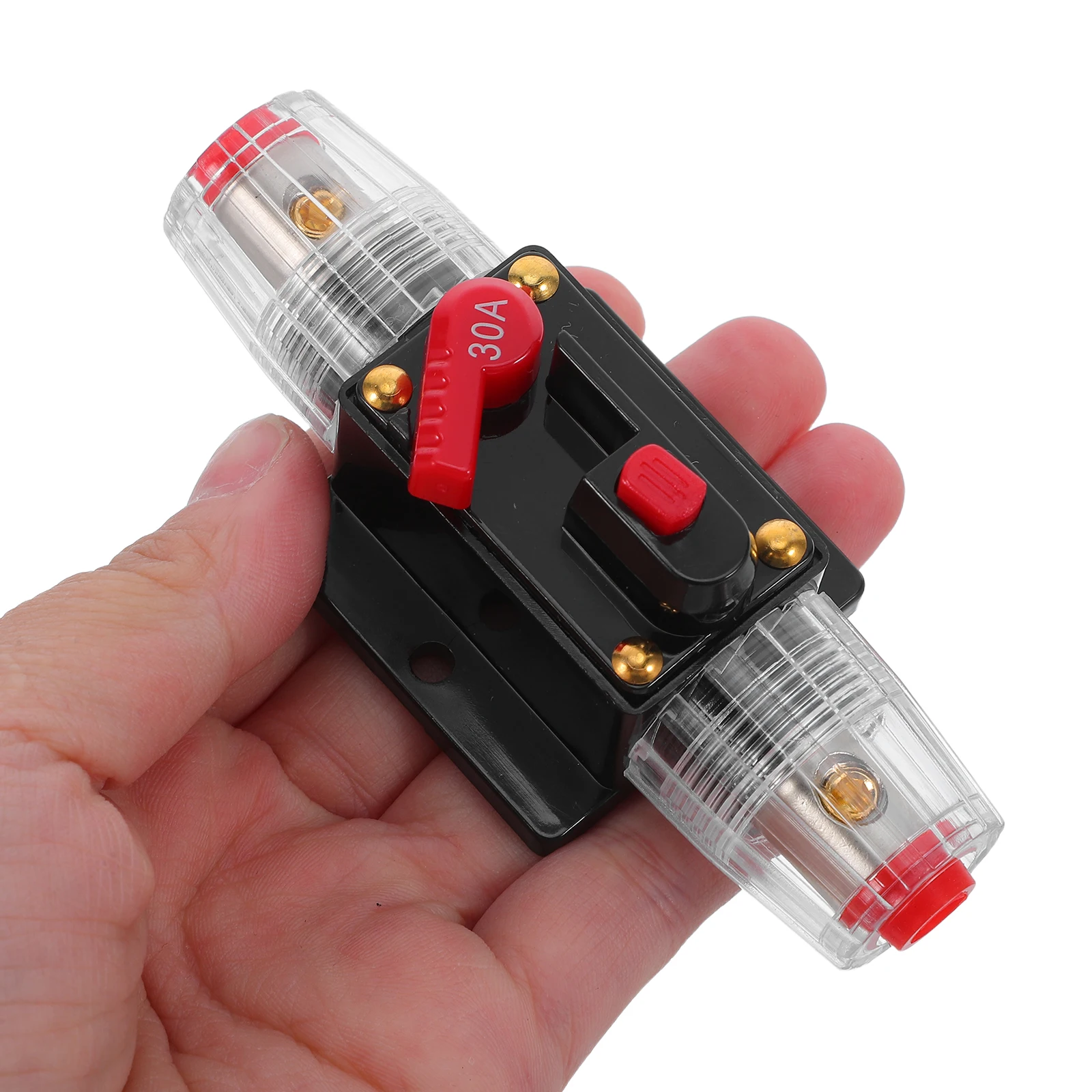 

1Set Manual Reset Inline Fuse Breaker 30a Automotive Circuit Breaker Overload Protection Marine Audio Reset Fuse Holder