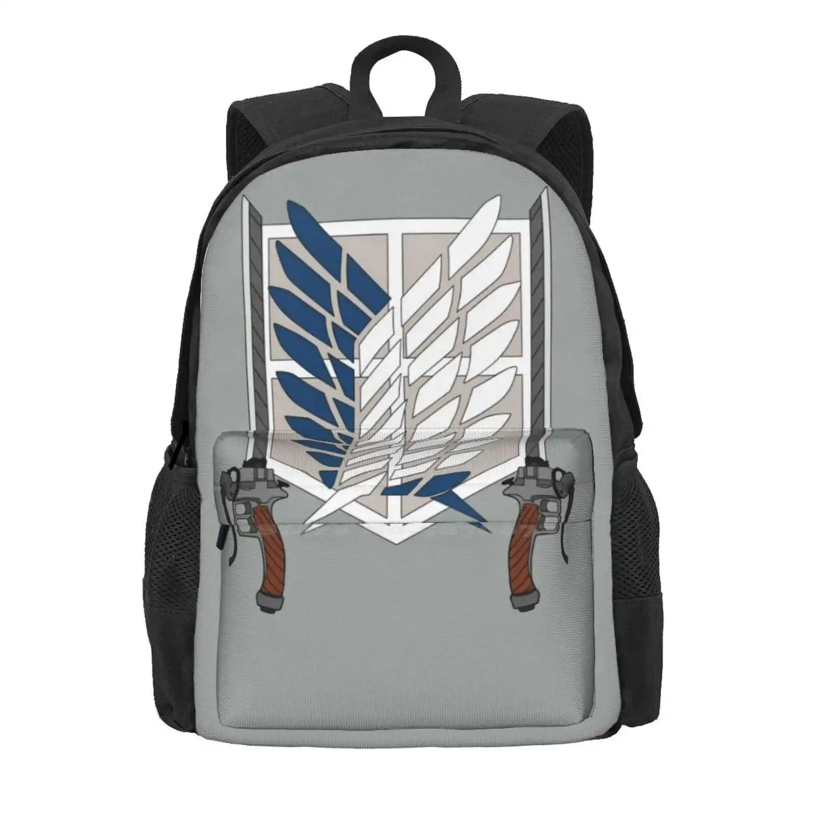 Scout Regiment Logo With Odm Gear-Attack On Titan 3d Print Design Backpack Student Bag Ackerman Titans Eren Yeager Hanji Scouts