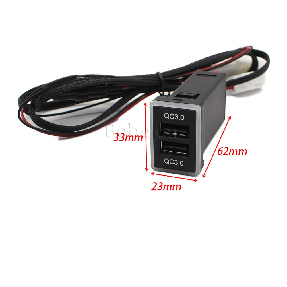 QC3.0 Car USB Port Fast Charger For Toyota Camry Land Cruiser 200 RAV4 Corolla Smartphone Quick Charging Adapter LED Accessories
