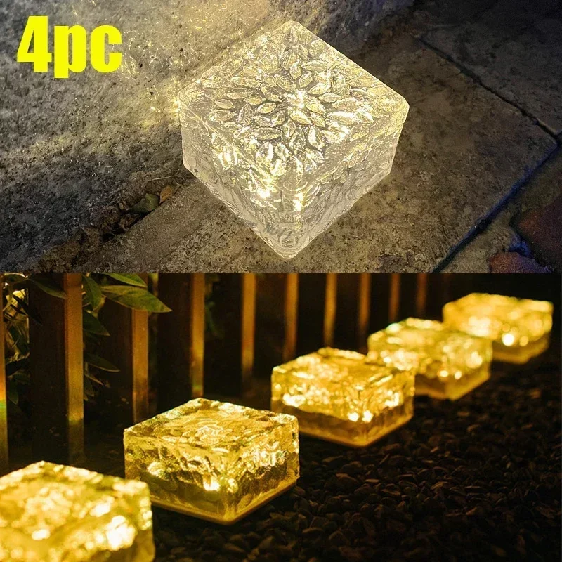 

4pcs Solar LED Lights Outdoor Decor Lawn Lamp Solar Brick Light Sunlight For Landscape Pathway Garden Decor Solar Garden Lights