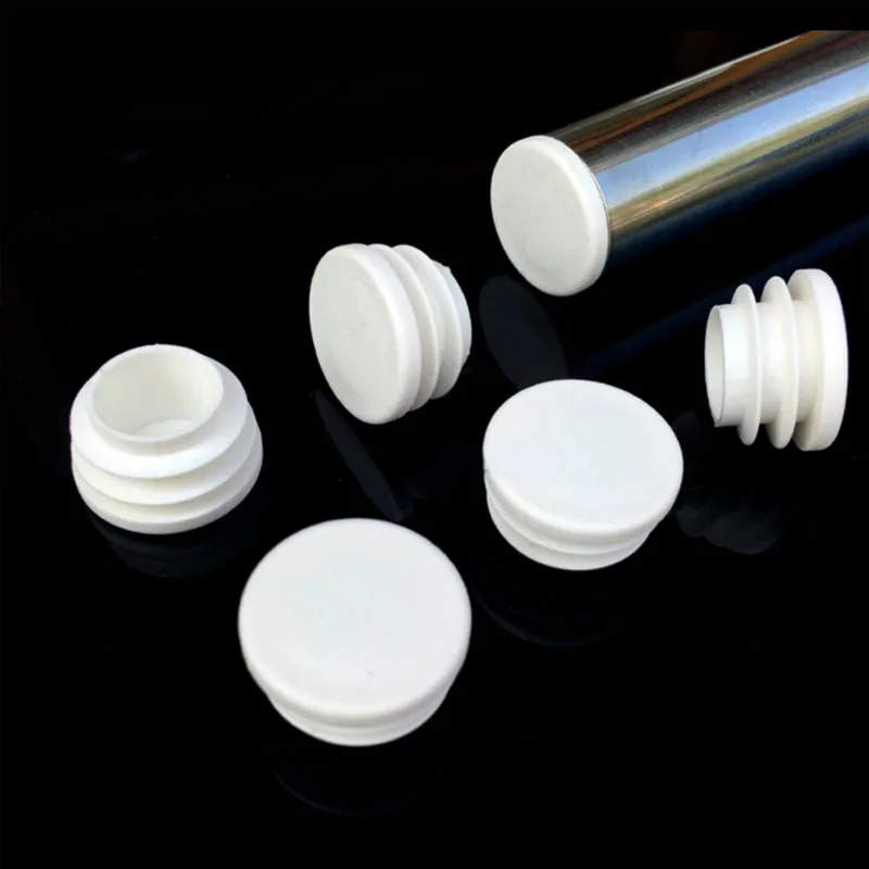 White Plastic Round Inner Plug Steel pipe End Blanking Caps Non-Slip Chair Foot Plugs Pads Sealing Cover Dia 16mm-50mm