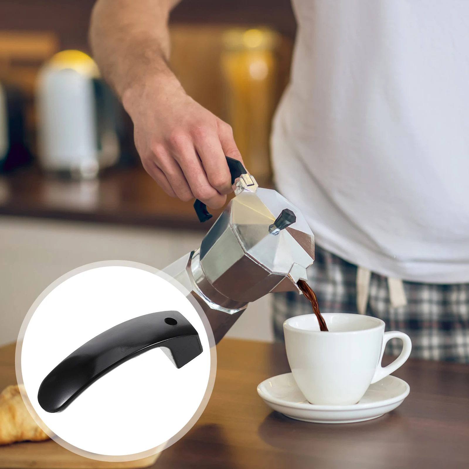 

Universal Coffee Pot Replacement Handle 1PC Stainless Steel Detachable Heat Resistant Pot Lid Grip Kettle Oil