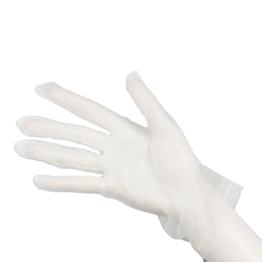 مثير المرأة السوداء شفافة الزفاف فو الحرير قفازات الاصبع أوبرا قفازات شبكة قفازات قصيرة #3