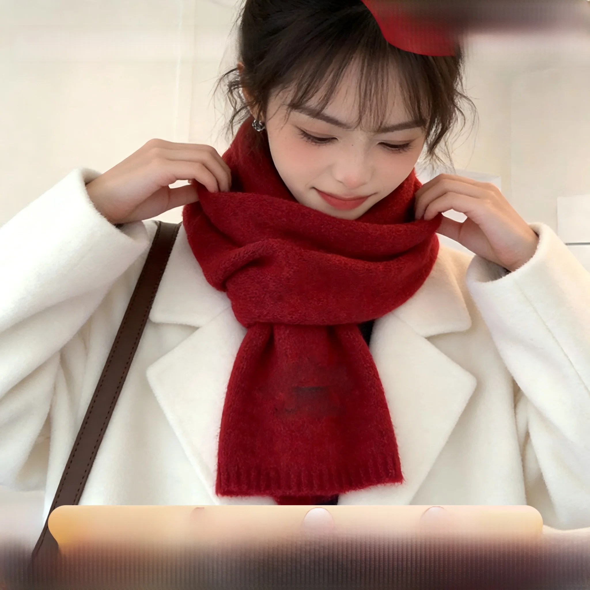 red-clench-kiss-zodiac-year-scarf-young-women's-korean-sle-winter-warm-aosphere-feeling-long-rectangle-woolen-fabric-scarf