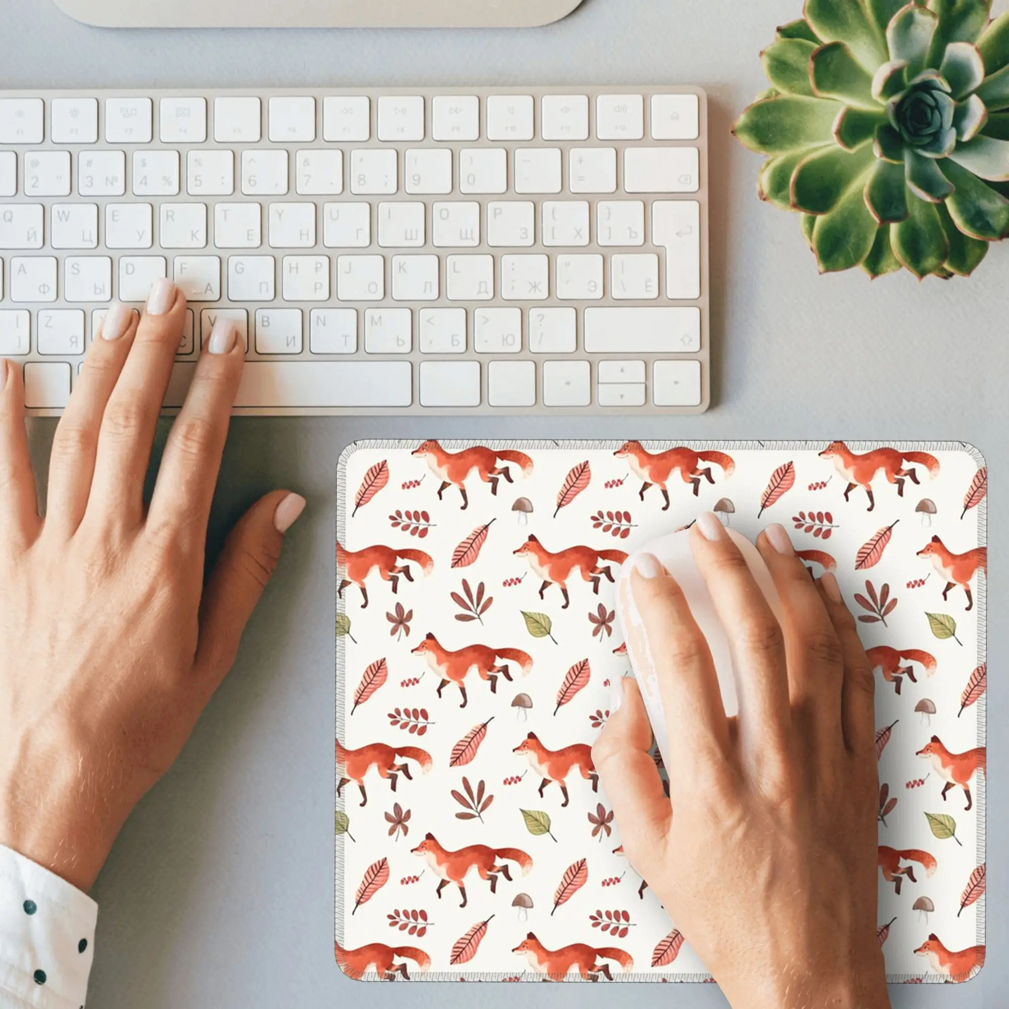 

Fall Fox Watercolor Pattern Mouse Pad Computer Keyboard Mouse Mat Gaming PC Laptop Desk Mat Office Table Mats