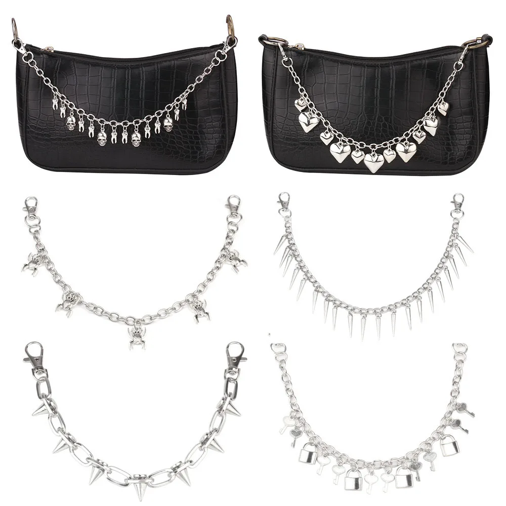 Metal Handbag Decorative Chain DIY Exquisite Purse Chain Replacement Bag Accessories Halloween Skeleton Y2k Pants Chain