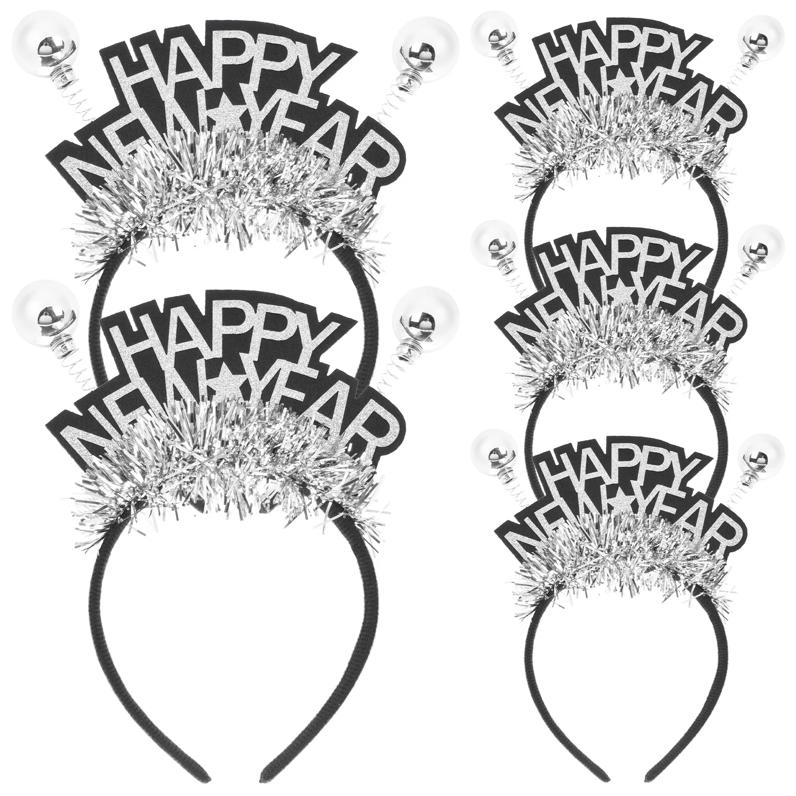 

5Pcs New Year Hairbands Stylish Funny Headbands New Year Party Supplies Photo Booth Props Reusable Delicate Hair Decors