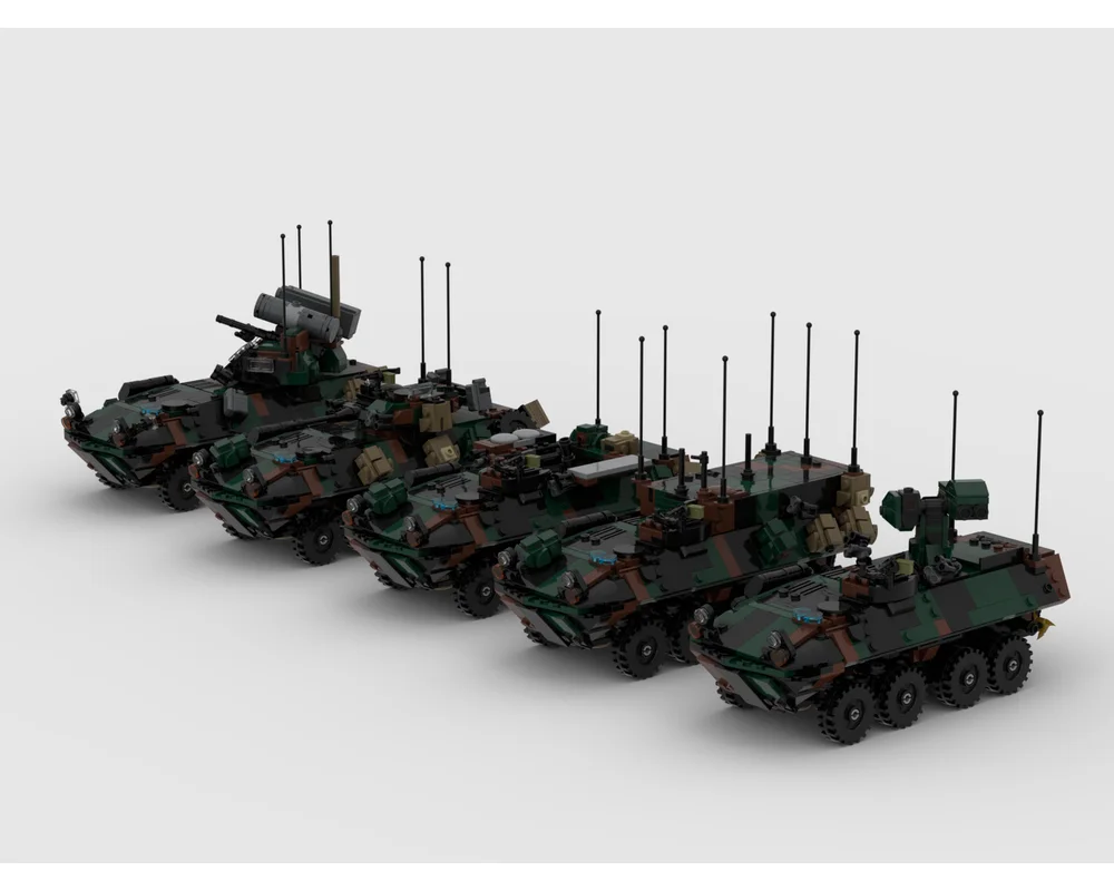 MOC اللبنات الولايات المتحدة الأمريكية الضوء العسكري مركبة مدرعة LAV سلسلة ثمانية عجلات نموذج سيارة مدرعة الطوب لغز اللعب هدية عيد الميلاد