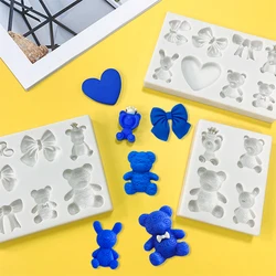 Toy cute bear bow silicone mold bow series Love romantic Valentine's Day doll creative decoration DIY chocolate candy mold