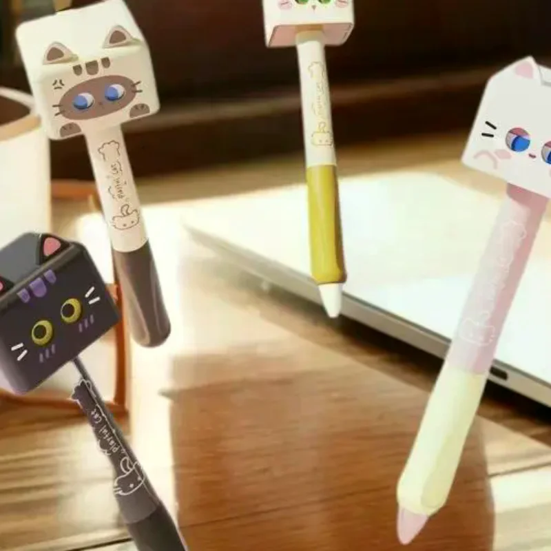 

1/4Pcs Cute Cat Gel Pen 0.5mm Black Ink Smooth Ballpoint Pen Stress Relief Quick Drying Neutral Pen School Office