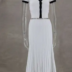 Casual Top und Faltenröcke für Frauen, kombinierte Sets, schicke Maschen, weißes Netz, elegant, 2 Stücke 12 Hauptverkäufe von Branco Branco - №12