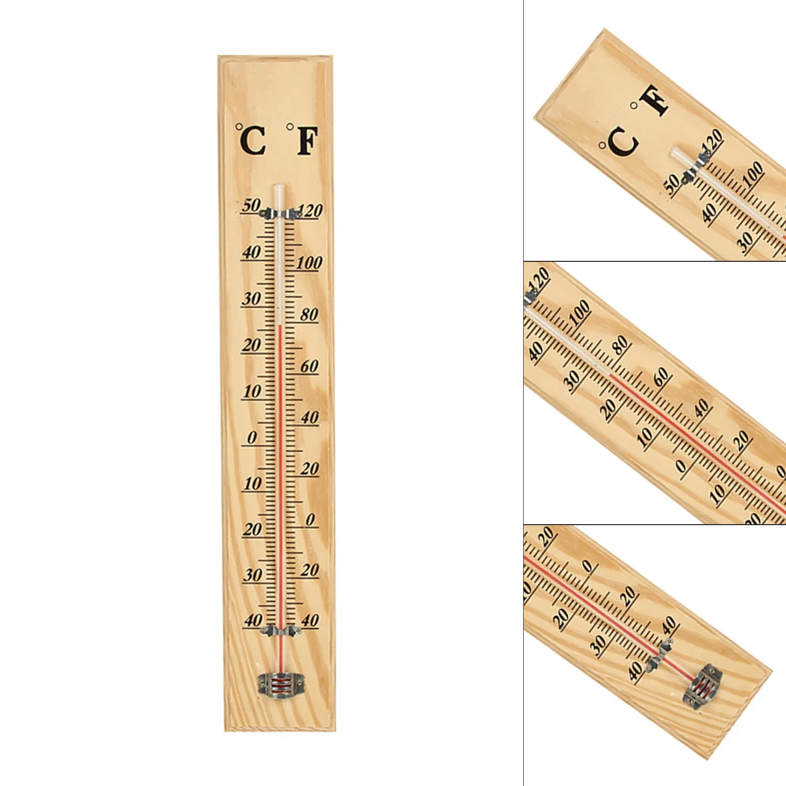 Tool Wooden Thermometer Outdoor Wooden 40cm X 7cm X 1cm Garden Décor Home Indoor Pine + Red Kerosene Thermometer