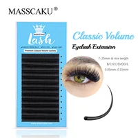 MASSCAKU-Extensión de pestañas, producto de maquillaje, clásico, Regular, Individual, suave, volumen ruso, 0,05/0,07/0,10mm