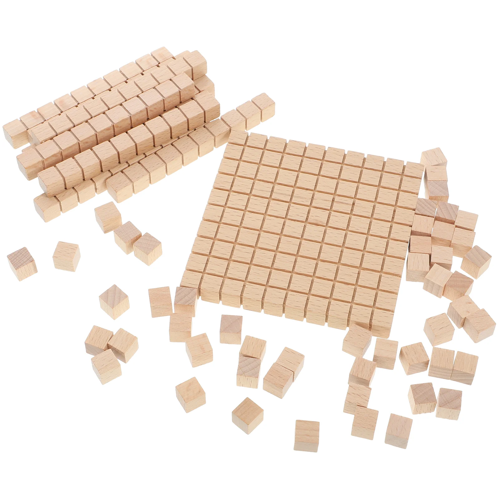 Três estágios Math Building Block Model, Ensino Aids, Student Blocks, Madeira Operação Cubo, 61 pcs