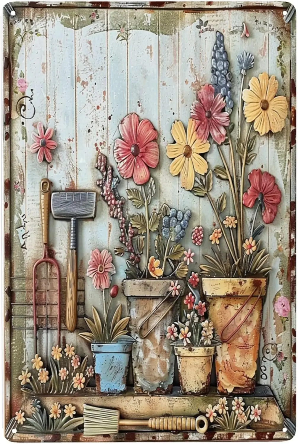 8x12 Vintage Metal Tin Sign – Charming Gardening Decor for Home, Washroom, and Bathroom Perfect Garden Lovers Aficionados