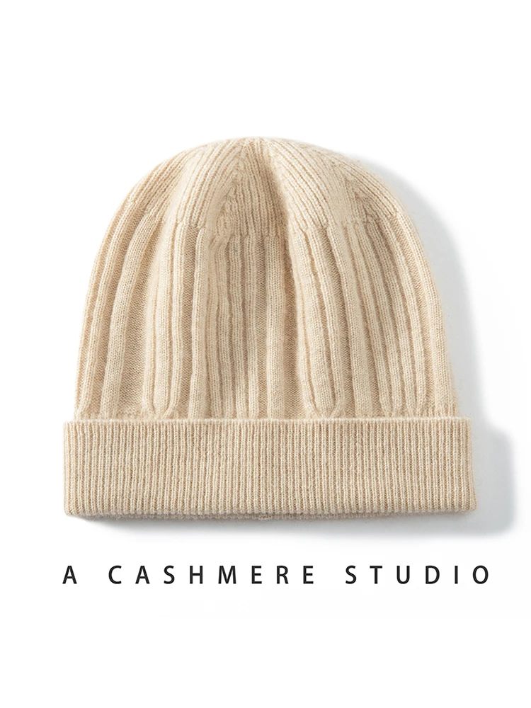 Autumn Winter New Arrival Cashmere Knitted High-End Feeling Yarn Knitted Hat Retro Yarn Hat Warmth Cashmere Knitted Hat