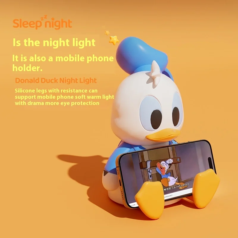 Donald Duck Nightlight Christmas Creative Handmade Learn Desk Lamp Bed Light Cute Phone Stand Integrated Desktop Ornament Gift