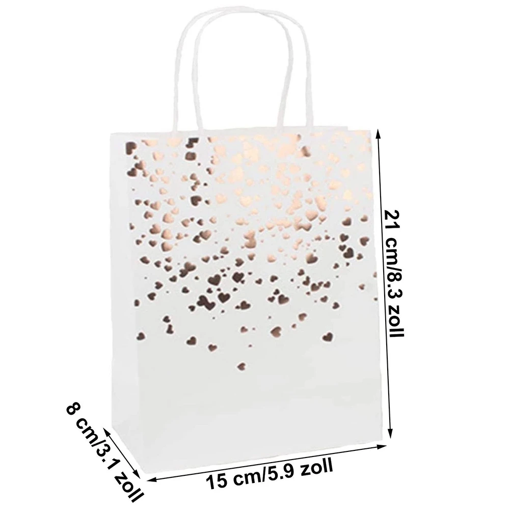 10 ชิ้นถุงกระดาษคราฟท์ Hot Stamping Love ถุงกระดาษคราฟท์วันเกิดถุงกระดาษพร้อมที่จับสําหรับงานปาร์ตี้ช้อปปิ้ง