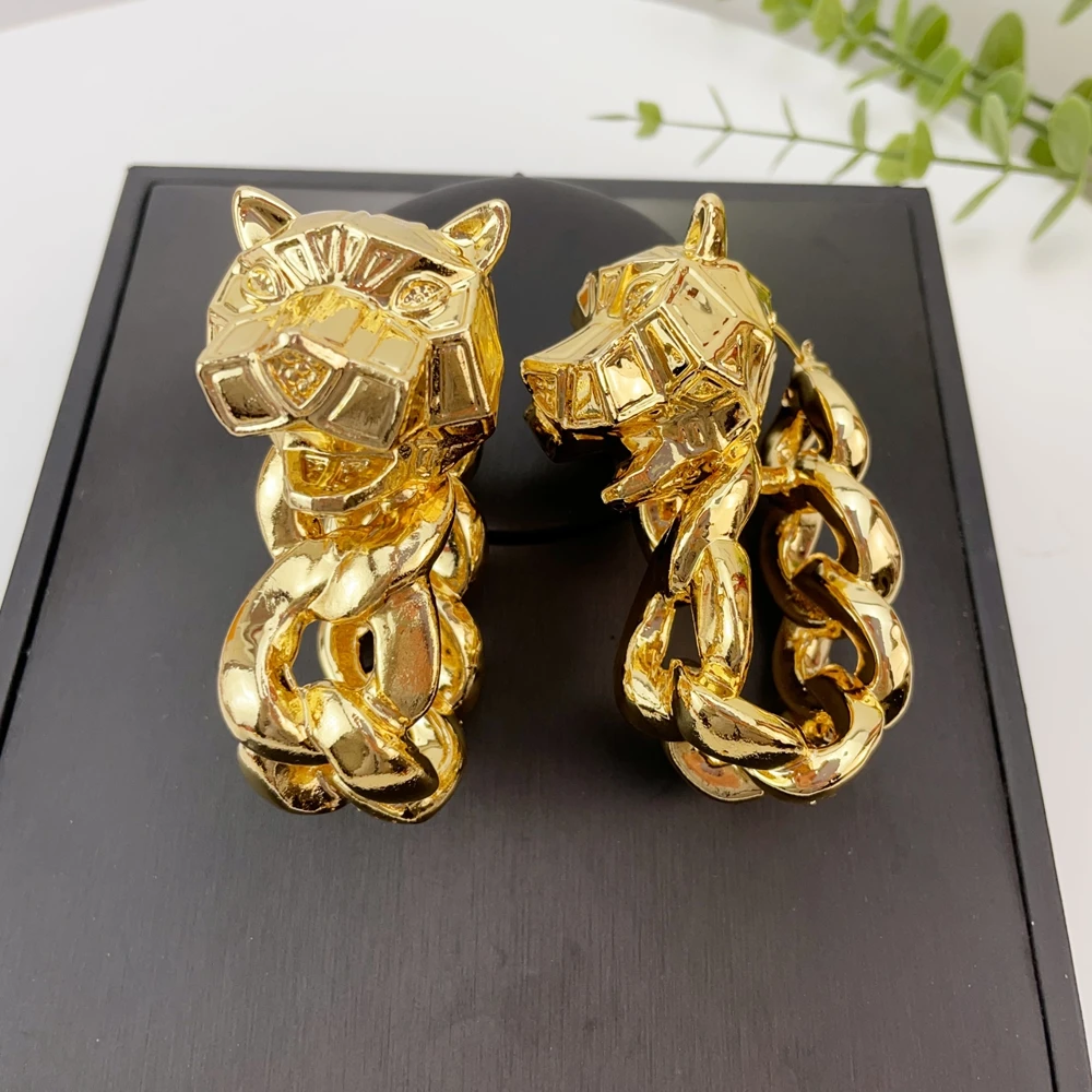 EMMA Big Drop Earrings for Women Vintage Exaggerated Female Light Weight Goldplated Circle Earrings Jewelry FHK28809