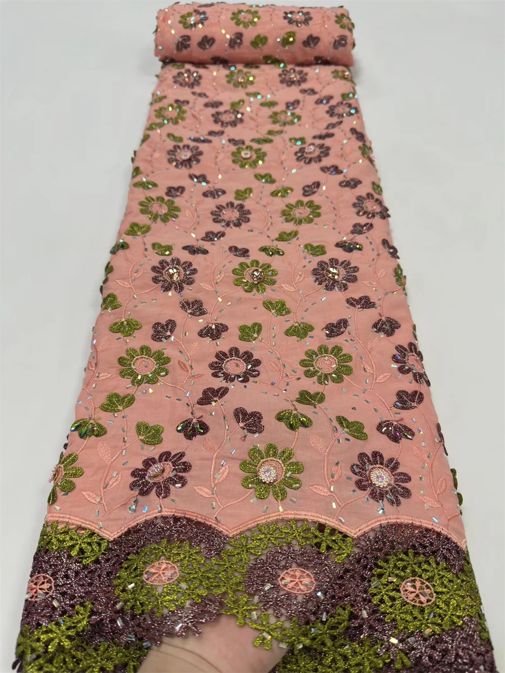 Luxury Multicolor Embroidery Water Soluble Edges African Soft Cotton Voile Swiss Lace 3D Applique Flower Nigerian Wedding Dress