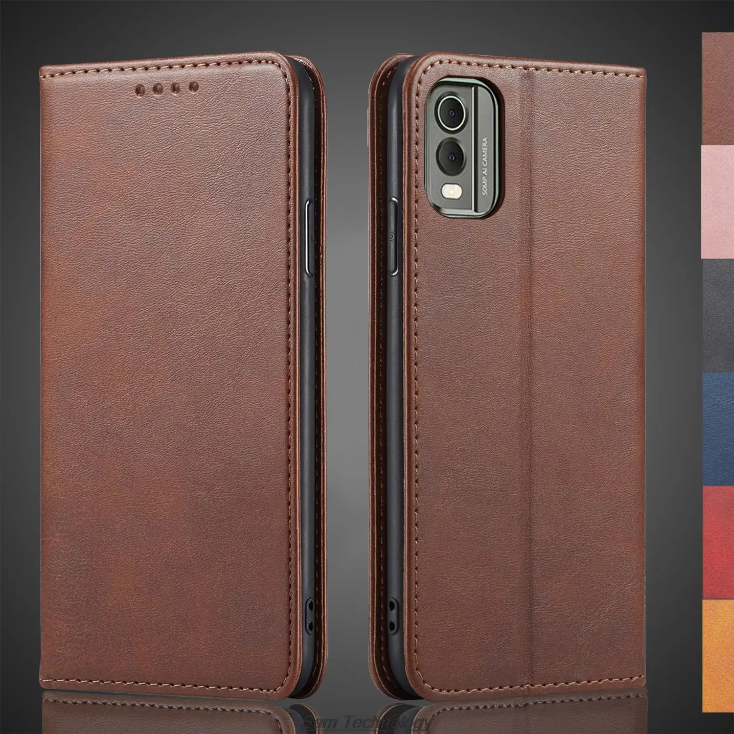 Funda de cuero con atracción magnética para Nokia C32/Nokia C 32 tarjetero funda con tapa cartera bolsas para teléfono Fundas Coque